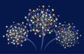 Fireworks with stars and sparks.Brightly Colorful Fireworks on twilight background. Vector illustration Royalty Free Stock Photo