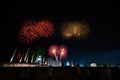 Fireworks at Sukhothai Province in the north of Thailand during the Loy Krathong Light and Candle Burning Festival