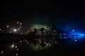 Fireworks at Sukhothai Province in the north of Thailand during the Loy Krathong Light and Candle Burning Festival