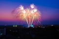 Fireworks at sunset