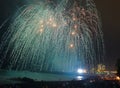 Fireworks at Tenerife beach over Atlantic, Spain Royalty Free Stock Photo