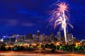 Fireworks on the 4th of July in Denver, Colorado. Royalty Free Stock Photo