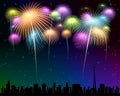 Fireworks Townscape back image illustration