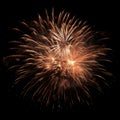 Fireworks. Golden Color Fireworks for Celebration. Fireworks bursting. Fireworks of black background Royalty Free Stock Photo