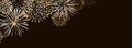 Fireworks banner, gold New Year background Royalty Free Stock Photo