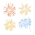 Fireworks, Vector Illustration, Drawn Explosions Isolated.
