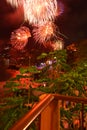 Fireworks view from the corner of the terrace towards the bay of Zihuatanejo Playa la Madera