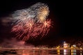 Fireworks in village Listvyanka on the shore of Lake Baikal Royalty Free Stock Photo