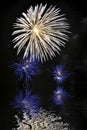 Fireworks, water reflections