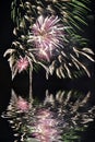 Fireworks, water reflections