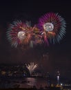 Fireworks on the water in Seattle Washington Royalty Free Stock Photo