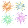 Fireworks on white background, stock vector illustration Royalty Free Stock Photo