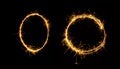 Sparkler oval and circle isolated on black background Royalty Free Stock Photo