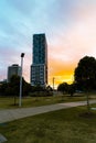 Firey Sunset behind the famous Sky Tower on Marine Pde