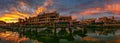 A firey sunset over the marina in Cabo San Lucas Royalty Free Stock Photo