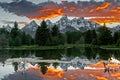 A firey sunset at Schwabacher Landing Royalty Free Stock Photo