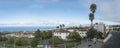 Firgas, Gran Canaria, Canary Islands, Spain December 13, 2020: Panoramic view of coast and Firgas town streets