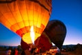 Firing a burner of hot air balloon in Cappadocia