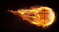 Basketball ball flying in flames realistic vector Royalty Free Stock Photo