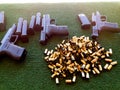 Firing range for shooting guns pistols firearms training outdoor ammo Royalty Free Stock Photo