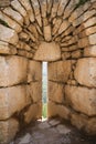 Firing slit in Nimrod Fortress is a medieval Ayyubid castle, Israel Royalty Free Stock Photo