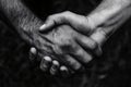 Firm Handshake: Two individuals uniting through a gesture of solidarity. Royalty Free Stock Photo