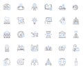 Firm methodology line icons collection. Systematic, Process, Analysis, Framework, Approach, Methodical, Strategy vector Royalty Free Stock Photo