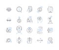 Firm Milests line icons collection. Growth, Progress, Achievement, Advancement, Development, Success, Expansion vector