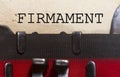 Firmament typed on an old vintage paper Royalty Free Stock Photo