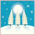 Firs in winter night Royalty Free Stock Photo