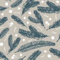 Firspruce brunch seamless vector pattern. Decorative illustration, good for printing Royalty Free Stock Photo