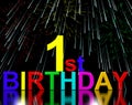 First Or 1st Birthday Celebrated With Fireworks Royalty Free Stock Photo