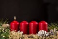 First advent candle burning Royalty Free Stock Photo