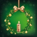 First Advent Wreath Green Christmas Bokeh Golden Baubles