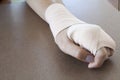 First aid accident wrist with liniment Royalty Free Stock Photo