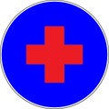 First aid available sign with red cross