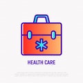 First AID bag thin line icon. Emergency kit vector illustration Royalty Free Stock Photo