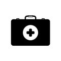 Black solid icon for First aid box, medical and kit box Royalty Free Stock Photo