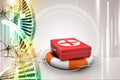 First aid box with life buoy Royalty Free Stock Photo