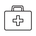 First aid box line icon. First aid kit, Medical care bag icon symbol. Royalty Free Stock Photo