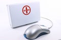 First Aid box standing up with mouse Royalty Free Stock Photo