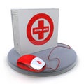First aid box standing up with mouse Royalty Free Stock Photo