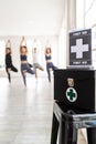 First aid box at yoga class fitness centre