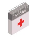 First aid calendar day icon, isometric style