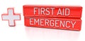 First aid, Emergency - 3d banner, on white background