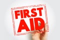 First Aid is the first and immediate assistance given to any person suffering from either a minor or serious illness or injury,