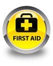 First aid glossy yellow round button Royalty Free Stock Photo