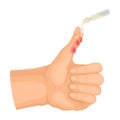 First Aid for Hand with Ambustion or Burn on the Skin Vector Illustration