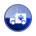 First aid icon glossy blue. Royalty Free Stock Photo
