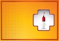 First aid icon with syringe on orange banner Royalty Free Stock Photo